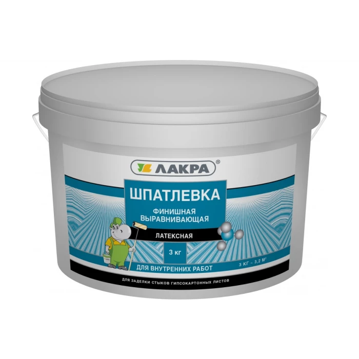 Шпатлевка латексная финишная выравнивающая для гипсокартона 9кг Лакра 90005285929