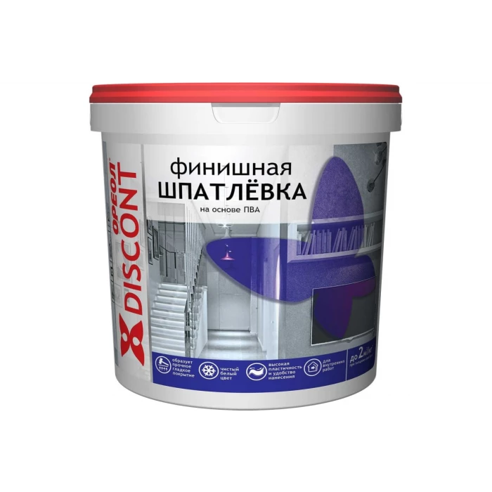Шпатлевка ОРЕОЛ Дисконт ВД, на основе ПВА, 1.3 кг 73993