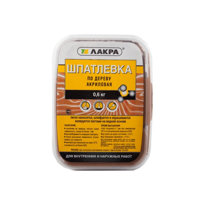 Шпатлевка по дереву Орех 0.6 кг Лакра 0008066