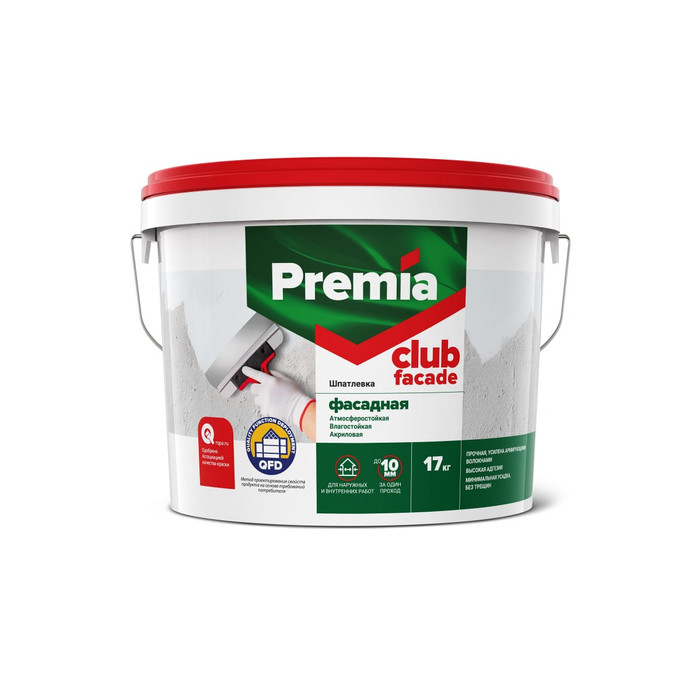 Шпатлевка фасадная PREMIA CLUB 17 кг PREMIA О03945