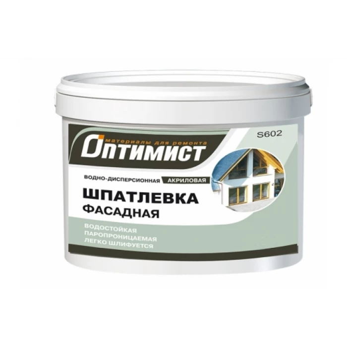 Шпатлевка фасадная S602 9 кг Оптимист 00-00001510