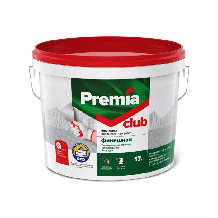 Шпатлевка финишная для внутренних работ PREMIA CLUB ведро 17 кг О03950