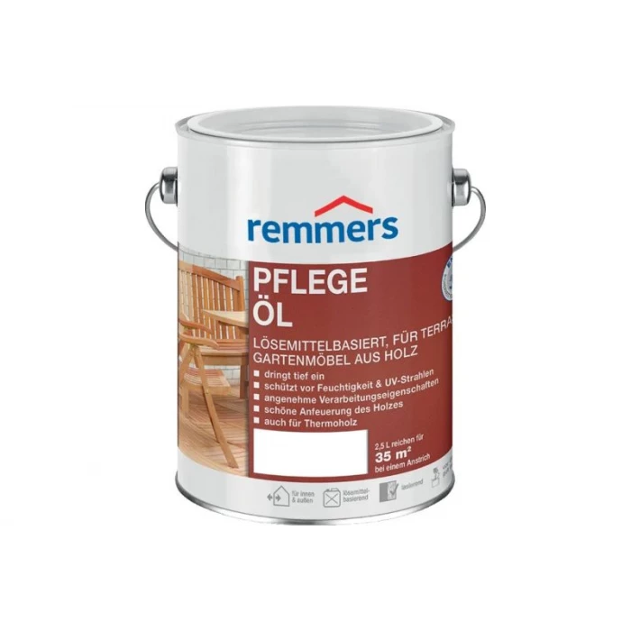 Масло для древесины на льняной основе с растворителем Remmers Prof Pflege-Ol универсальное б/ц 2.5 л 20006