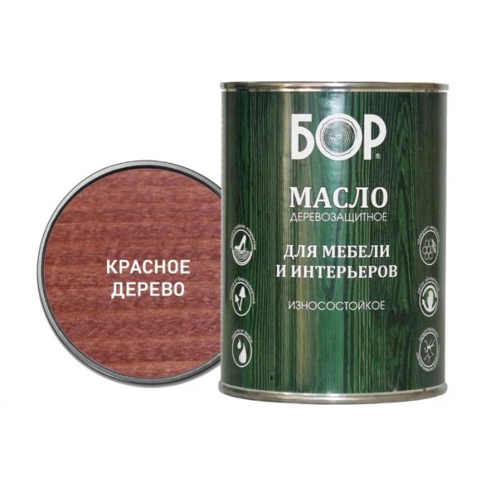 Деревозащитное масло для мебели и интерьеров Бор красное дерево, банка 0,64 кг 4690417074310