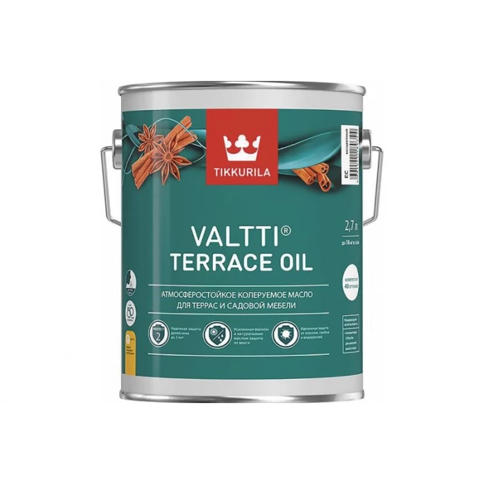 Масло для террас и садовой мебели TIKKURILA VALTTI TERRACE OIL бесцветный 2,7 л 700010364