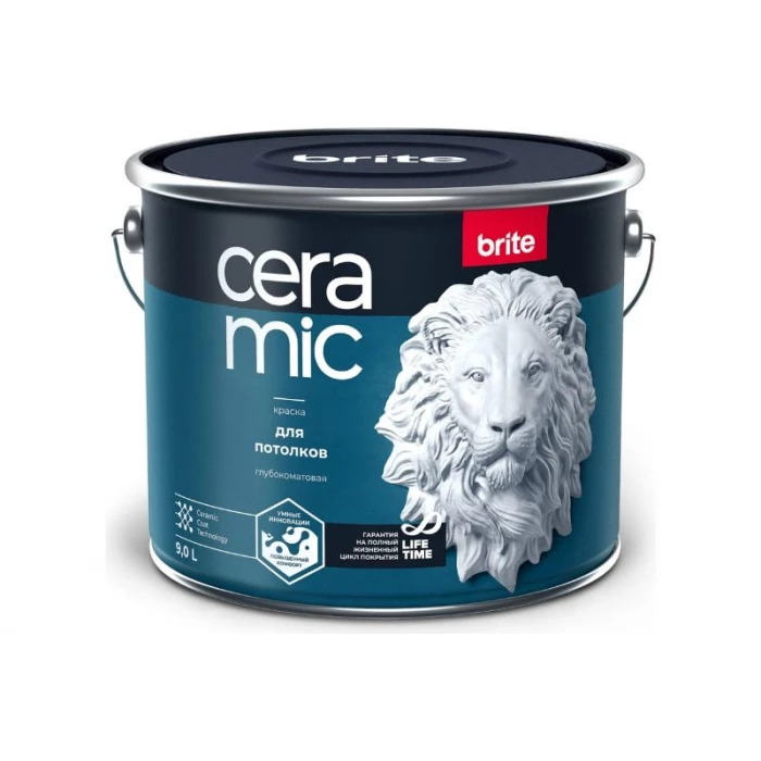 Краска для потолков BRITE CERAMIC база А, ведро 9 л О04582