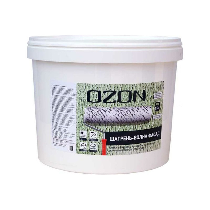 Акриловая текстурная краска OZON ШАГРЕНЬ-ВОЛНА ФАСАД (белая; 15 кг) ВД-АК-171(5)-15