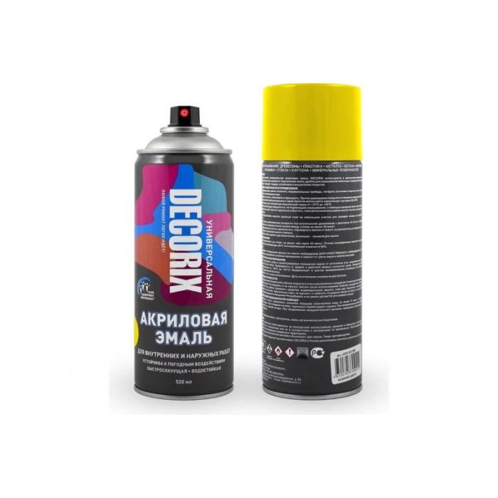 Аэрозольная акриловая эмаль Decorix (универсальная; желтый; 520 мл) 0101-07 DX