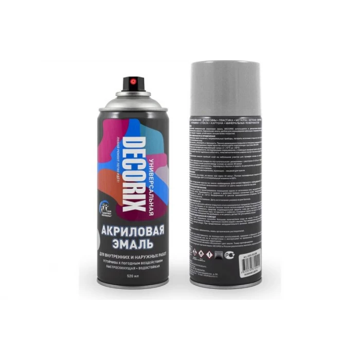 Аэрозольная акриловая эмаль Decorix (универсальная; серебристый; 520 мл) 0101-25 DX