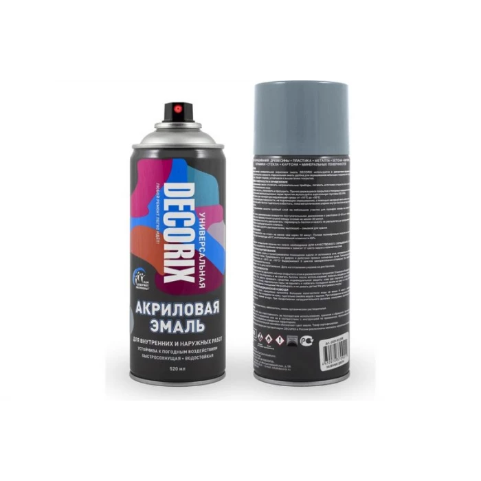 Аэрозольная акриловая эмаль Decorix (универсальная; серый; 520 мл) 0101-22 DX