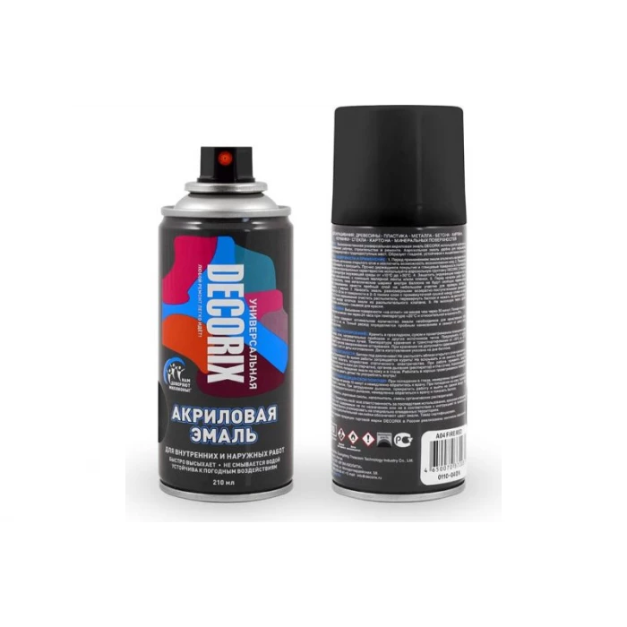Аэрозольная акриловая эмаль Decorix (универсальная; черный; матовый; 210 мл) 0110-02 DX