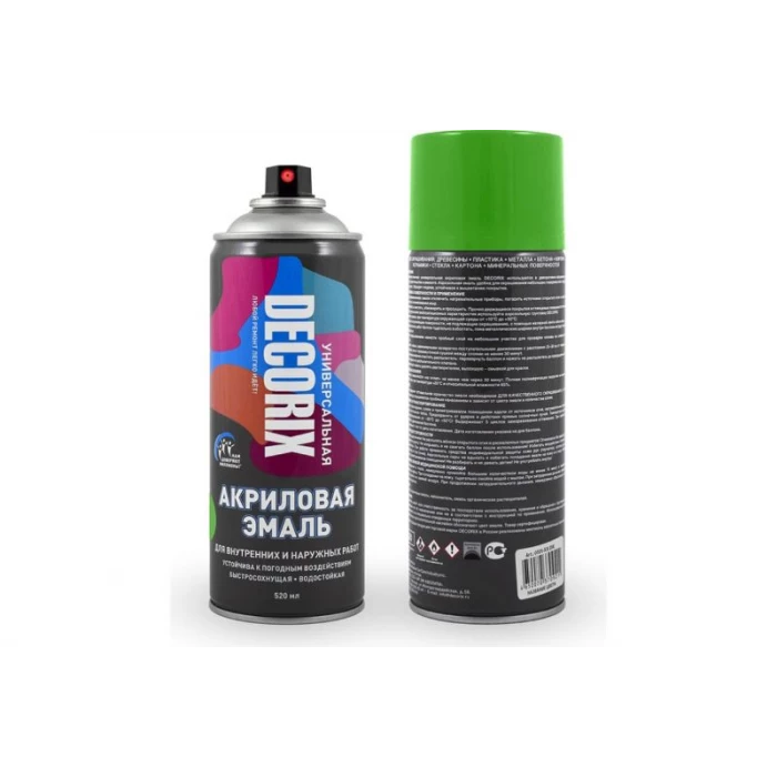 Аэрозольная акриловая эмаль Decorix (универсальная; ярко-зеленый; 520 мл) 0101-10 DX