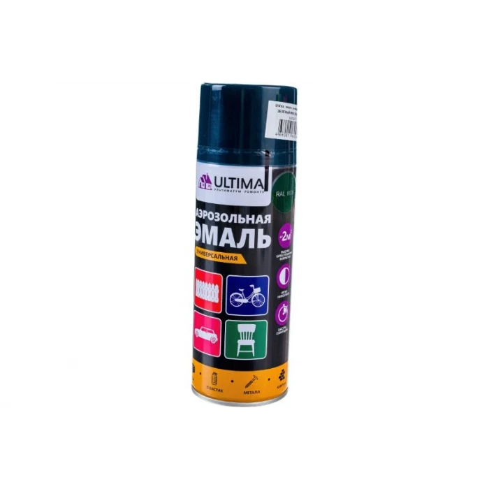 Аэрозольная краска ULTIMA RAL 6005 ЗЕЛЕНЫЙ МОХ универсальная 520 мл ULT033