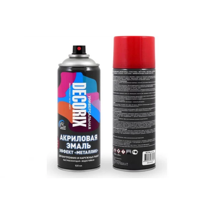 Аэрозольная эмаль Decorix (металлик; глянцевая; акриловая; красный; 520 мл) 0103-44 DX