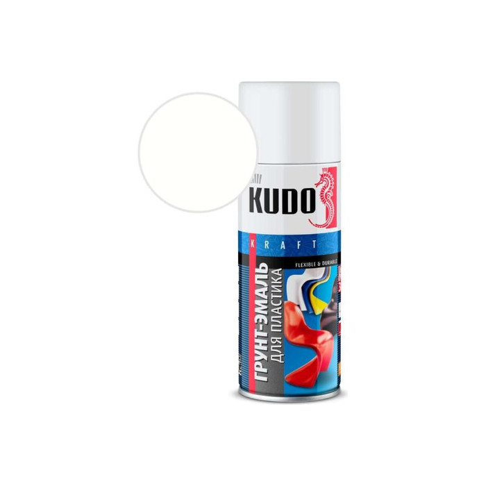 Грунт-эмаль для пластика KUDO быстросохнущая акриловая RAL 9003 белая KU-6003 фото 2
