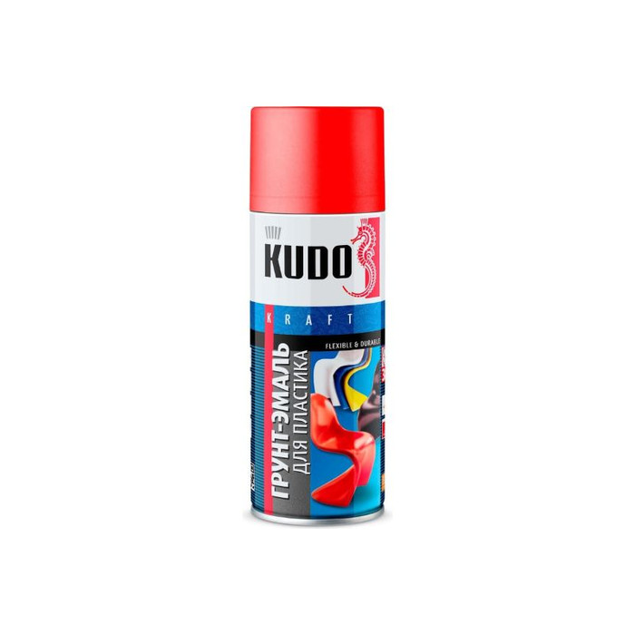 Грунт-эмаль для пластика KUDO быстросохнущая акриловая RAL 3020 красная KU-6006