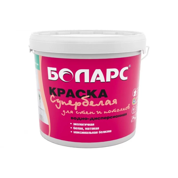 Краска для стен и потолков БОЛАРС супербелая (2100), 40 кг 00000005578