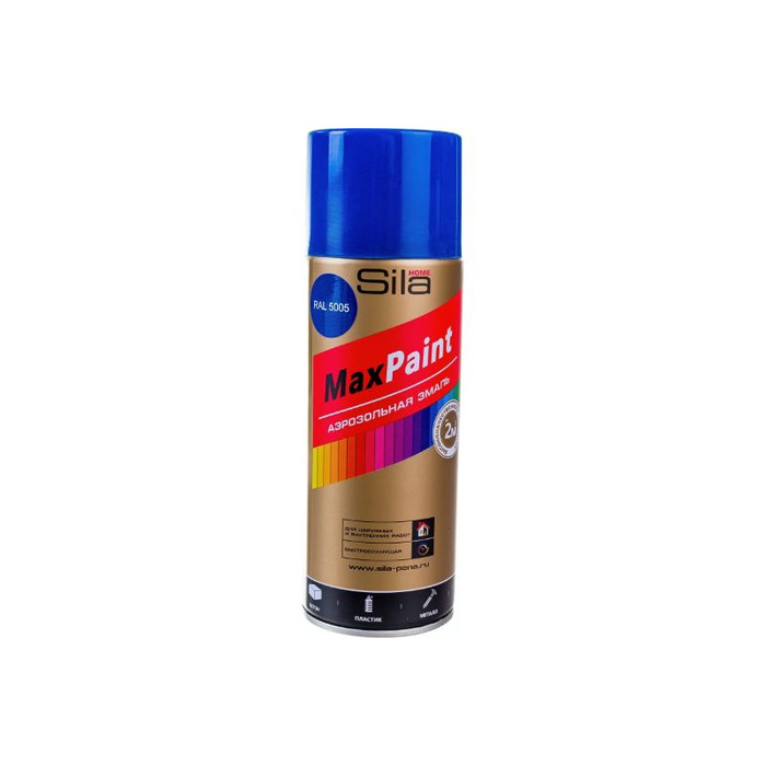 Универсальная аэрозольная эмаль Sila HOME Max Paint (синий RAL 5005; 520 мл) SILP5005