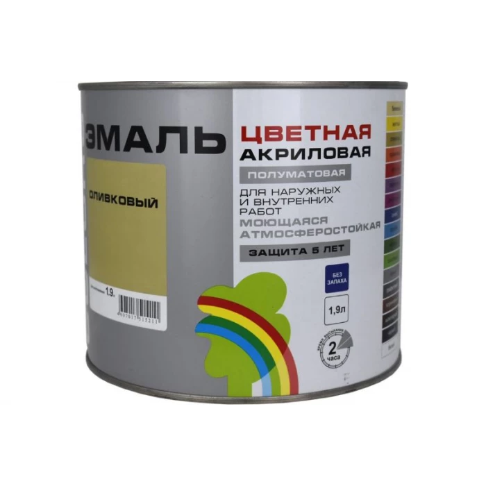 Универсальная цветная эмаль Радуга Colors ВД-АК 220 оливковый, 1,9 л 142945