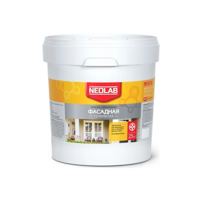 Фасадная акриловая краска NEOLAB супербелая, 25 кг 700026