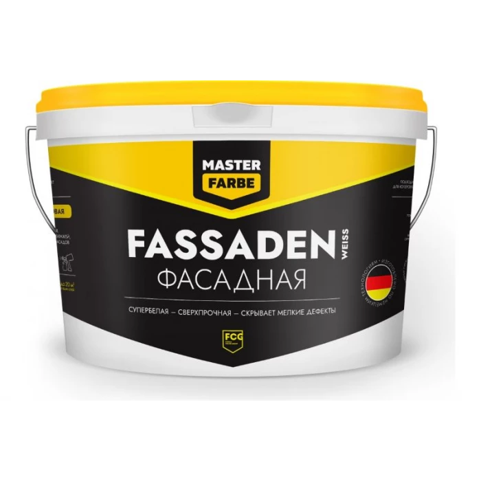 Фасадная водно-дисперсионная краска MASTER FARBE Fassadenweiss (атмосферостойкая; сверхпрочная; 3 кг) 4631159427453