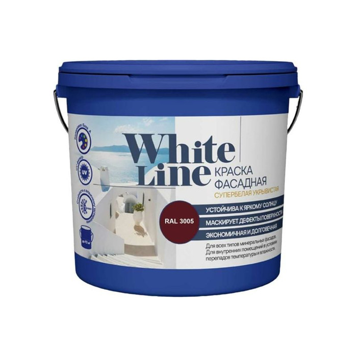 Фасадная колерованная краска White Line Ral 3005 (ведро 2,7 л/3,4 кг) 4690417099191