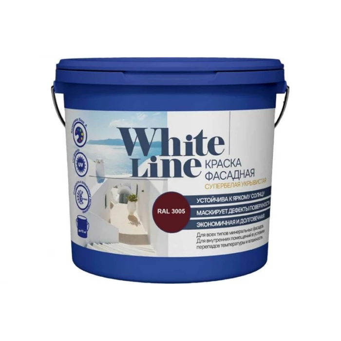 Фасадная колерованная краска White Line Ral 3005 (ведро 2,7 л/3,4 кг) 4690417099191