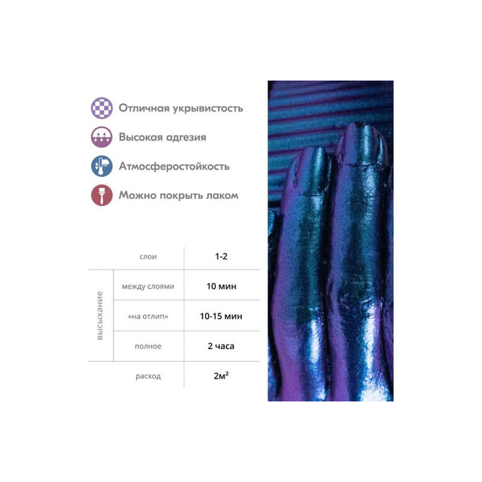 Эмаль декоративная KUDO CHAMELEON Фиалковая лагуна (сиреневый-фиолетовый-синий) KU-C267-7 фото 6