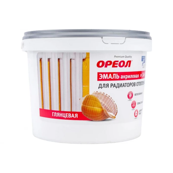 Эмаль для радиаторов отопления Ореол (термостойкая; акриловая; глянцевая; белая; 2.5 кг) 76514