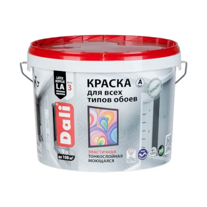 Акриловая краска Dali для обоев База А высокотиксотропная 9 л 1 20248