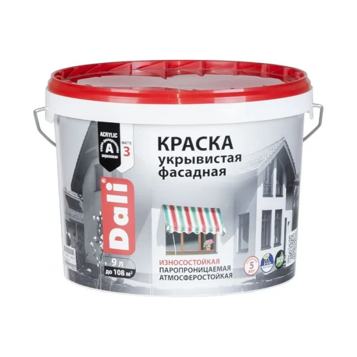 Фасадная краска DALI ФАСАДНАЯ матовая укрывистая 9 Л 1 20245