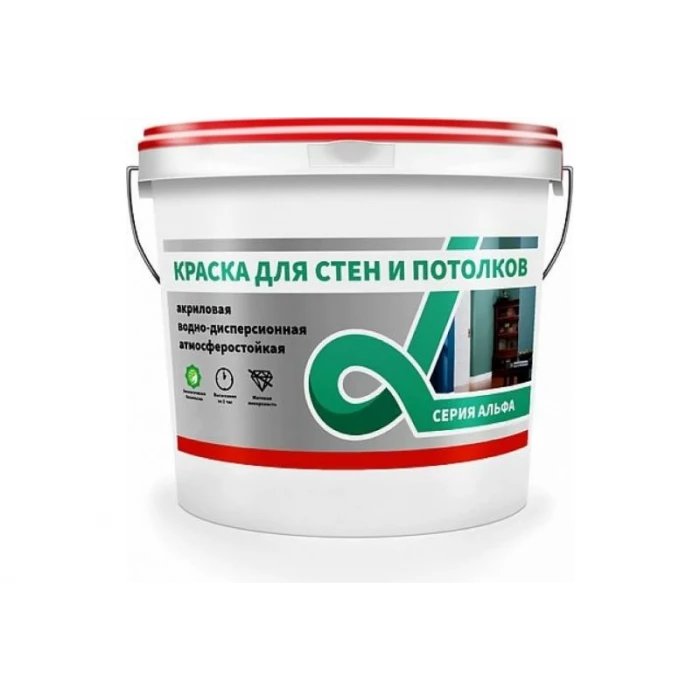 Краска водно-дисперсионная для стен и потолков KRAFOR 40 кг 1 Альфа 42759