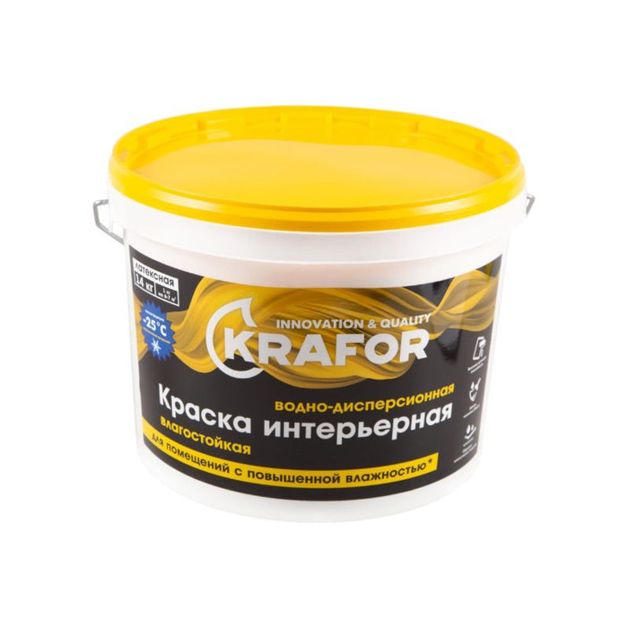 Интерьерная краска KRAFOR водно-дисперсная латексная влагостойкая 14 кг 26967