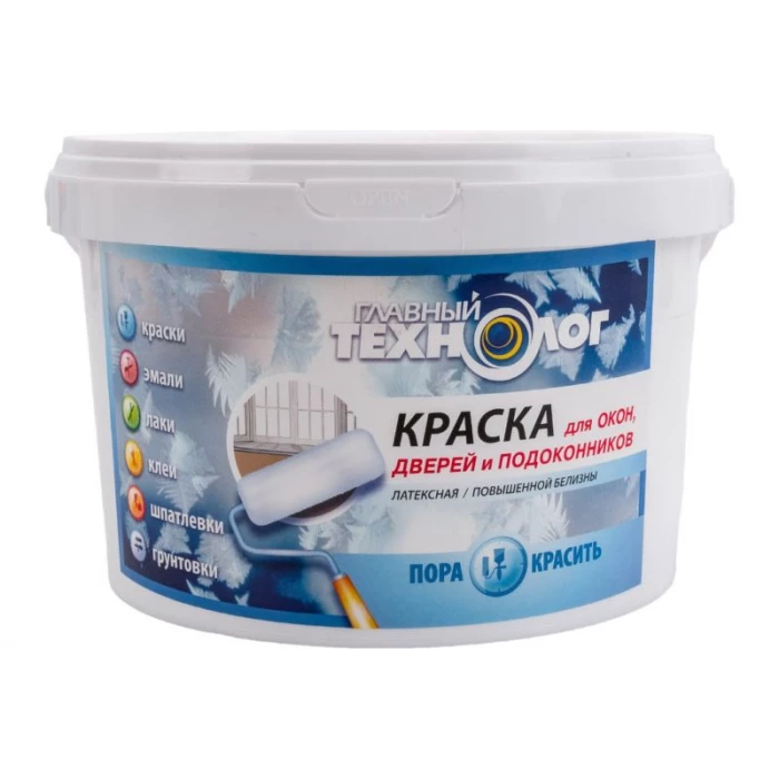 Латексная краска для окон, дверей, подоконников НОВБЫТХИМ белая 2,4кг 1097