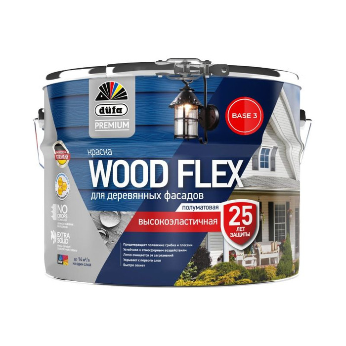 ВД краска Dufa Premium WOODFLEX высокоэластичная для деревянных фасадов база 3 8,1 л МП00-007344