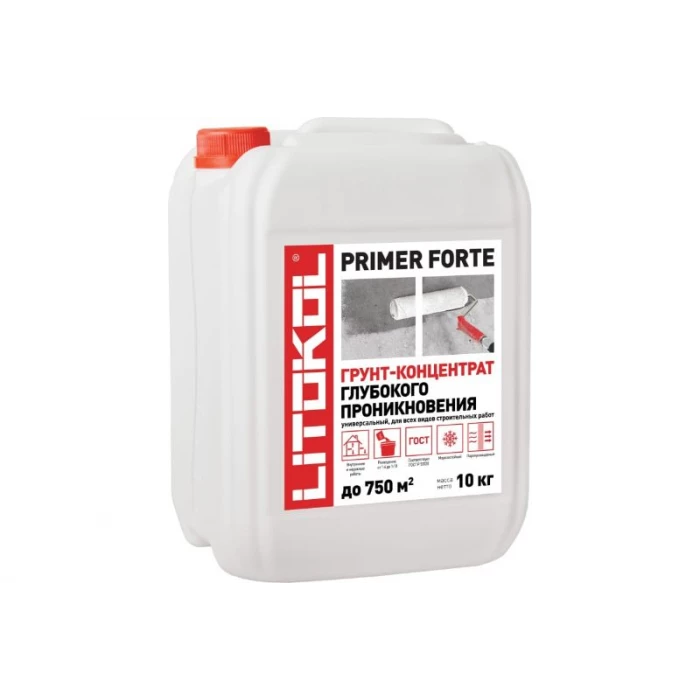 Универсальный грунт-концентрат LITOKOL primer forte глубокого проникновения, 10 кг 498630003