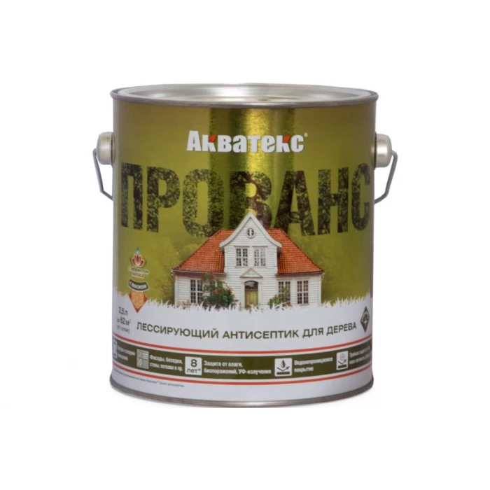 Антисептик для дерева АКВАТЕКС ПРОВАНС лессирующий, полуматовый, венге, 2.5 л 205717