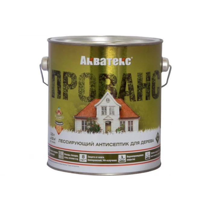 Антисептик для дерева АКВАТЕКС ПРОВАНС лессирующий, полуматовый, орех, 2.5 л 205719