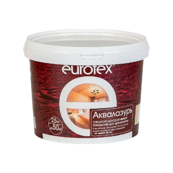 Защитно-декоративное покрытие для древесины Eurotex Аквалазурь (палисандр; полуглянцевое; 2.5 кг) 19964