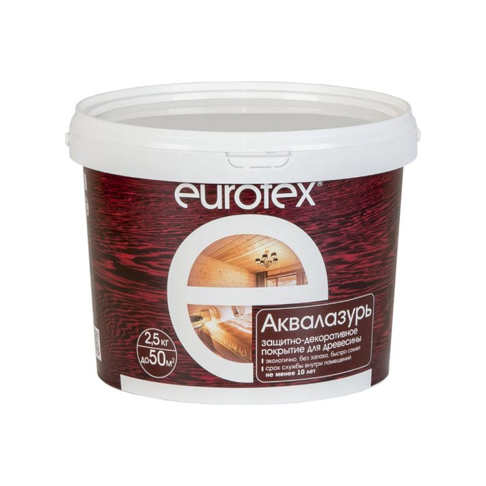 Защитно-декоративное покрытие для древесины Eurotex Аквалазурь олива, полуглянцевое, 2.5 кг 48782