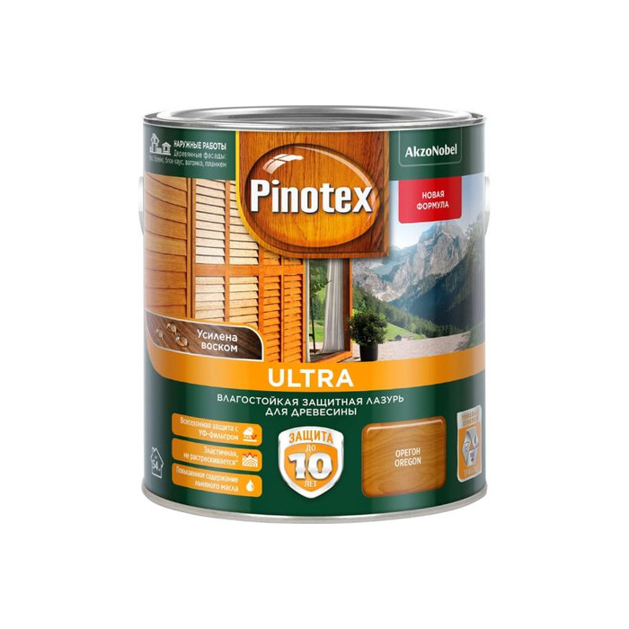 Влагостойкая защитная лазурь для древесины PINOTEX ULTRA NW (орегон; 2.5 л) 5803604