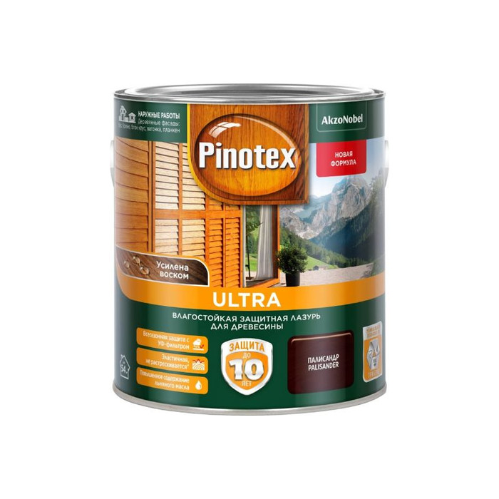 Влагостойкая защитная лазурь для древесины PINOTEX ULTRA NW (палисандр; 2.5 л) 5803599