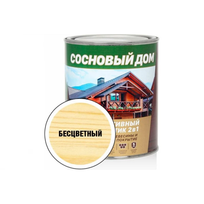 Декоративно-защитный состав для древесины ЗАО Декарт Сосновый дом бесцветный, 0.8 л 29516