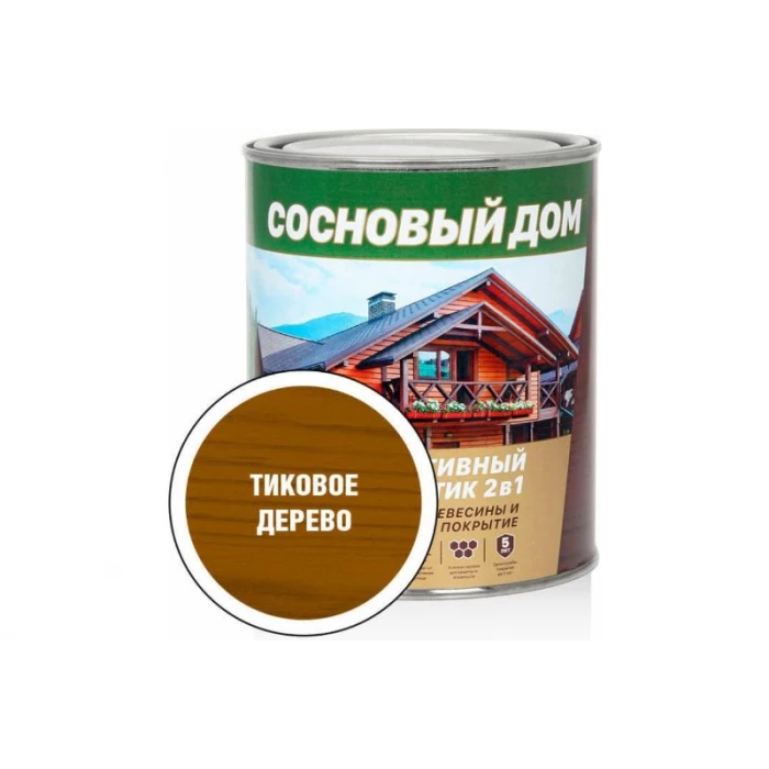 Декоративно-защитный состав для древесины ЗАО Декарт Сосновый дом тиковое дерево, 0.8 л 29522