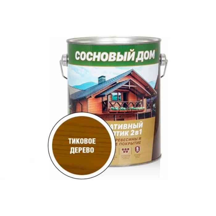 Декоративно-защитный состав для древесины ЗАО Декарт Сосновый дом тиковое дерево, 2.7 л 29534