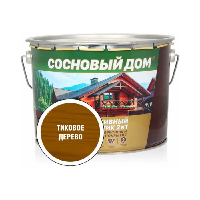 Декоративно-защитный состав для древесины ЗАО Декарт Сосновый дом тиковое дерево, 9 л 29542