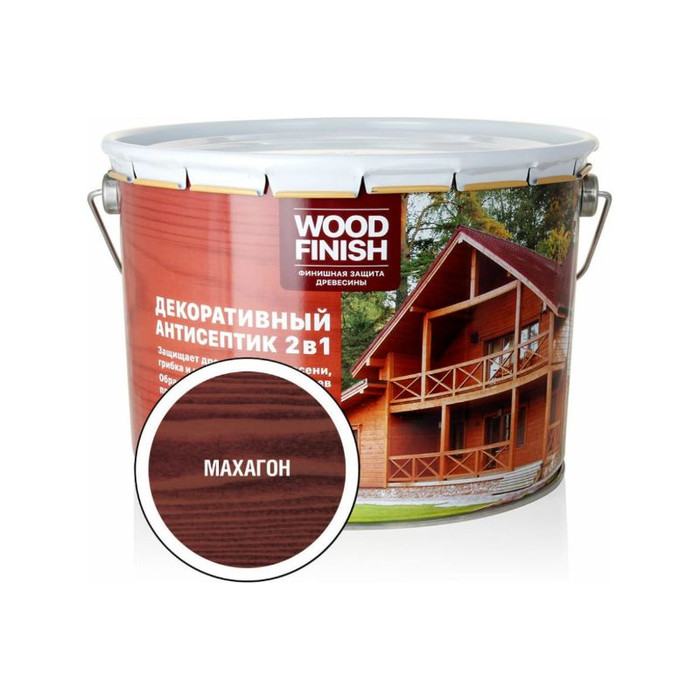 Декоративный антисептик ЗАО Декарт WOOD FINISH для дерева, махагон, 9 л 28483