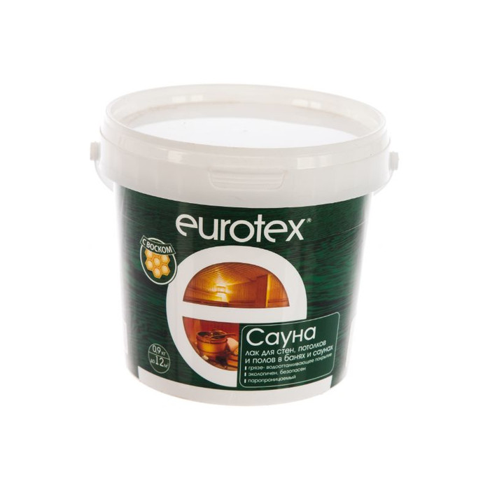 Лак для бань и саун EUROTEX  шелковисто-матовый, 0.9 кг 13234