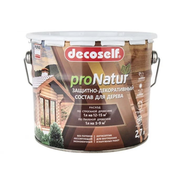 Лессирующий антисептик для дерева Пуфас тик Decoself 2.7 л тов-200291