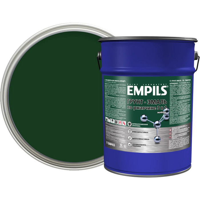 Грунт-эмаль по ржавчине Empils PL 3в1 Зеленый 5 кг